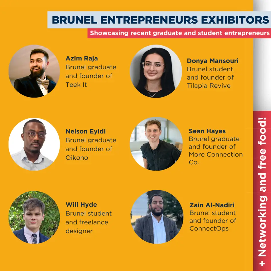 Promotional image sharing entrepreneurs featuring at event exhibition 