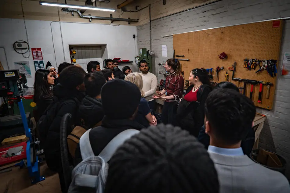 Charlotte Gilks speaking at Makerversity to Brunel students 