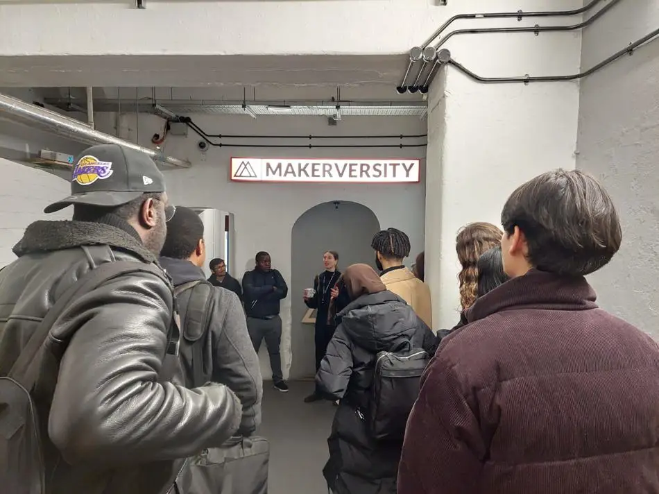 Venture Crawl attendees inside Makerversity, London 